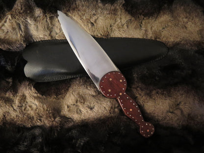 Cree Plains Knife Historic heavily decorated brass and steel pins in a rosewood handle blade 7" long authentic museum example custom sheath