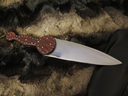Cree Plains Knife Historic heavily decorated brass and steel pins in a rosewood handle blade 7" long authentic museum example custom sheath