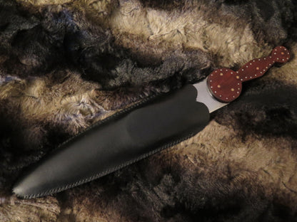 Cree Plains Knife Historic heavily decorated brass and steel pins in a rosewood handle blade 7" long authentic museum example custom sheath