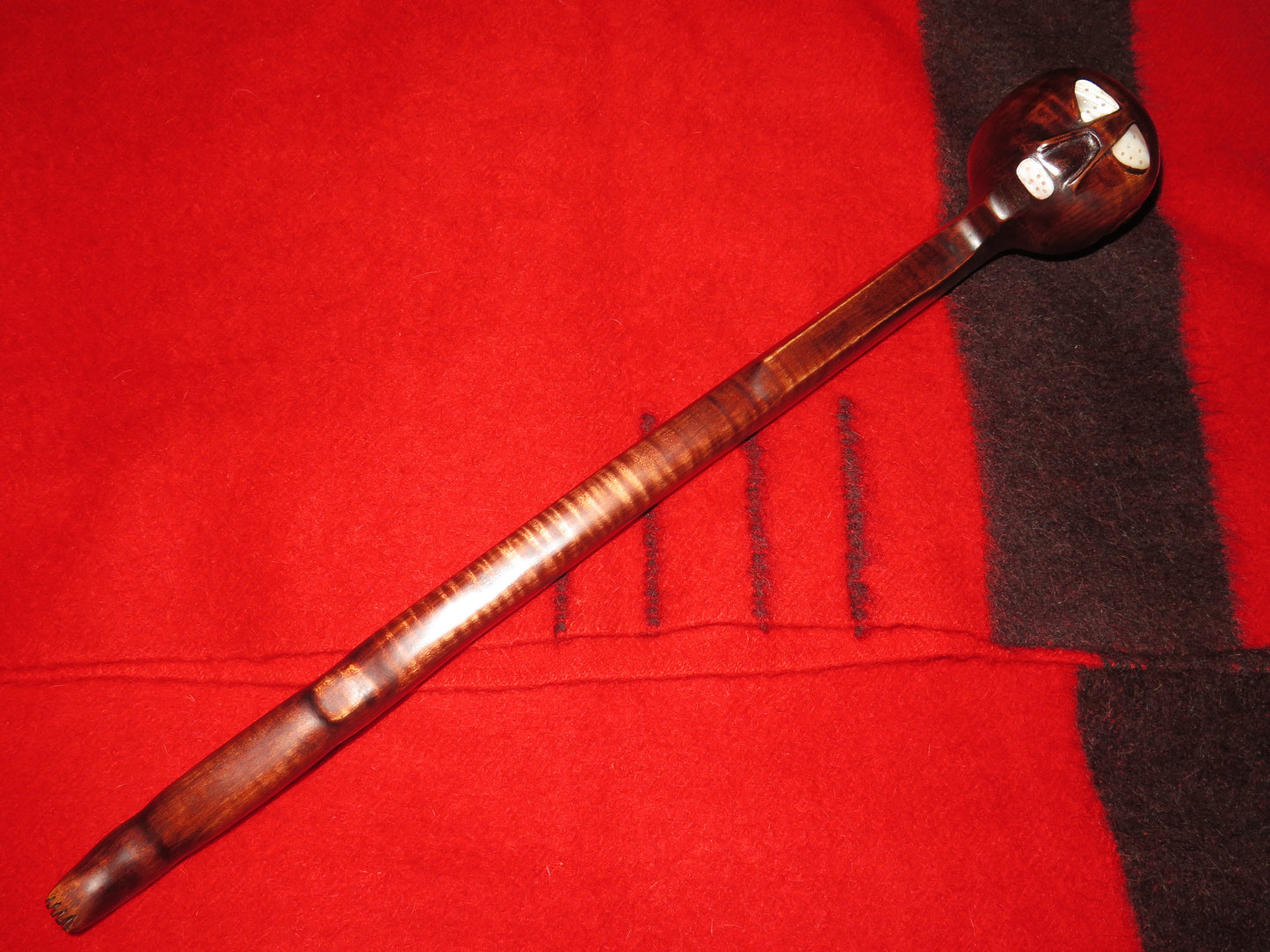 Native American made- WAR CLUB Delaware War Club, Artifact - Collectible with Burl Cherry/Walnut Wood Display Stand