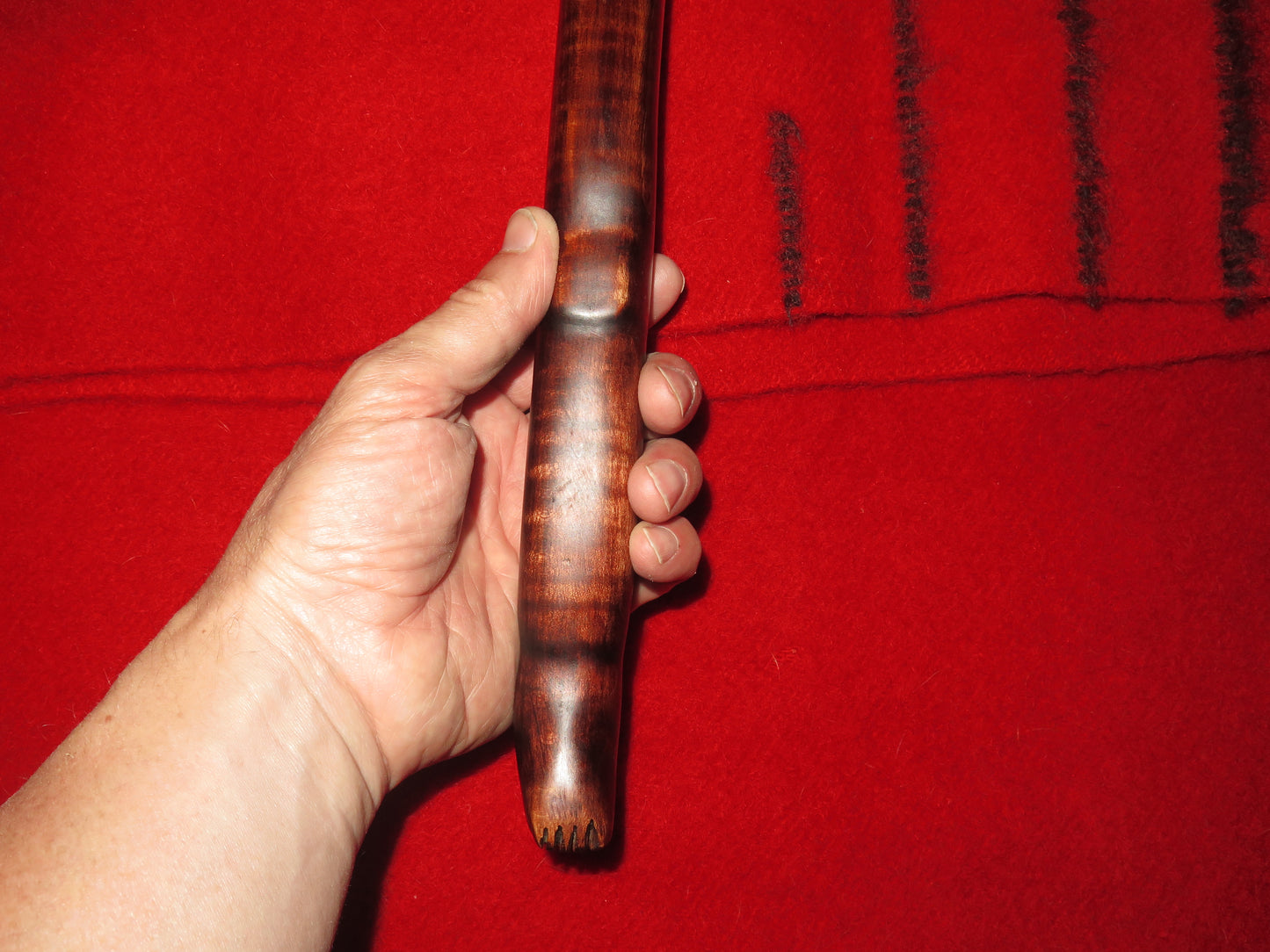 Native American made- WAR CLUB Delaware War Club, Artifact - Collectible with Burl Cherry/Walnut Wood Display Stand