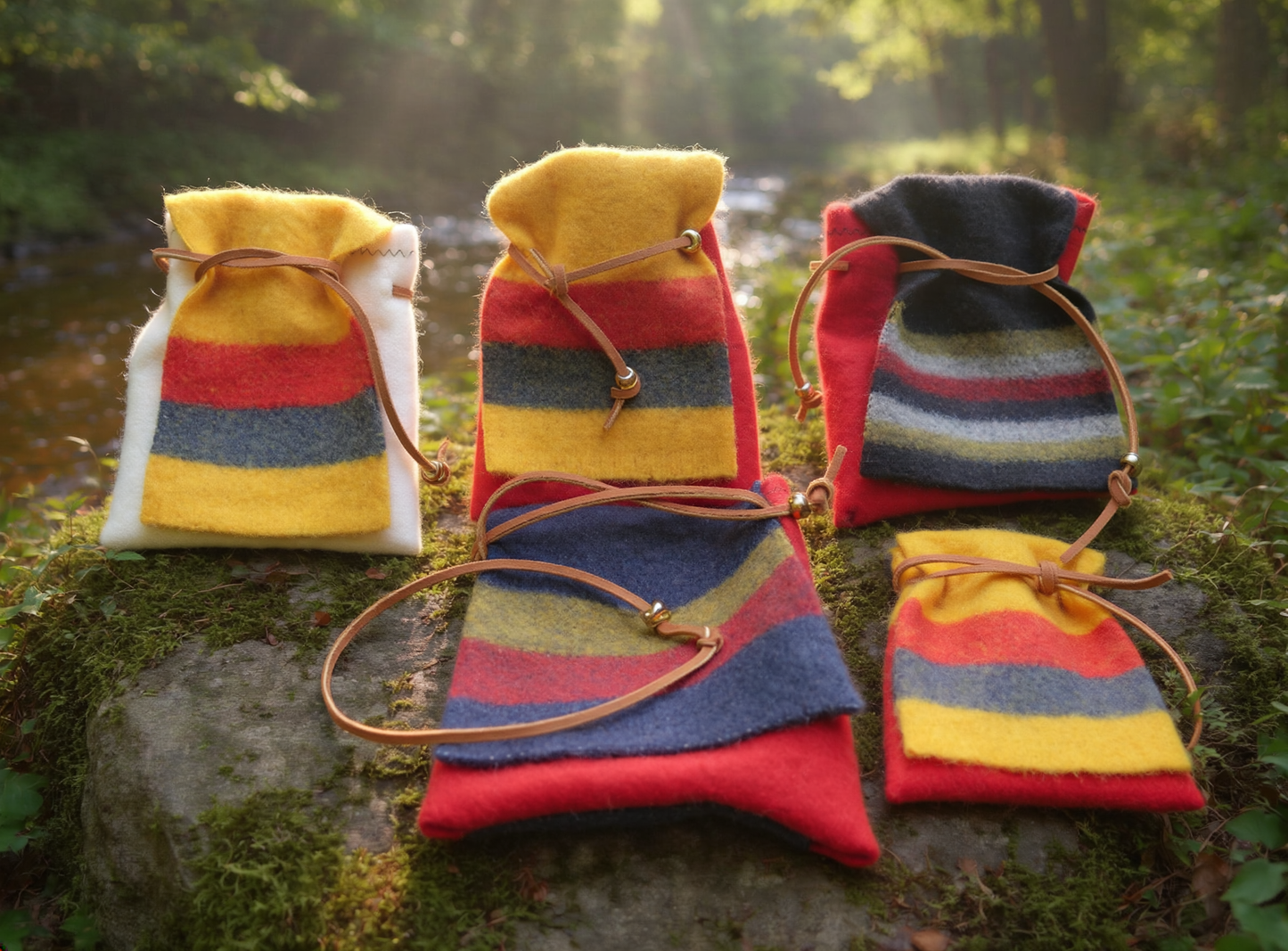 Trade Cloth Tote Bag Regalia Native American Handmade Sachet Bag for Herbs & Personal Items - Aki Trading Post