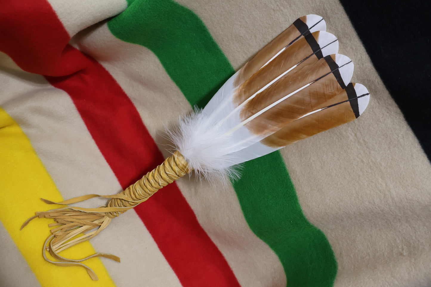 Native Ameican made Culturally Crafted Red Tailed Hawk Feather Fan or Smudge or Cerominal purposes.
