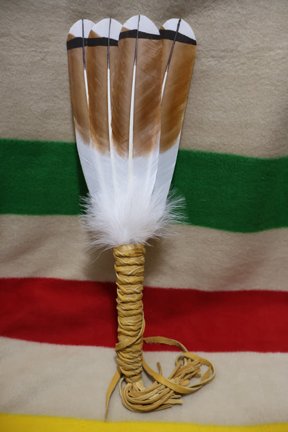 Native Ameican made Culturally Crafted Red Tailed Hawk Feather Fan or Smudge or Cerominal purposes.
