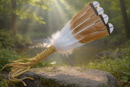 Native Ameican made Culturally Crafted Red Tailed Hawk Feather Fan or Smudge or Cerominal purposes. - Aki Trading Post