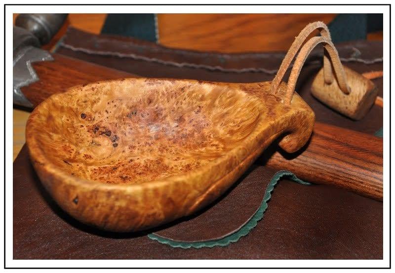 Native American Handmade Museum-Quality Canoe Cup | Fur Trade Era Hand-Carved "Noggin" Water Cup with Belt Toggle - Aki Trading Post