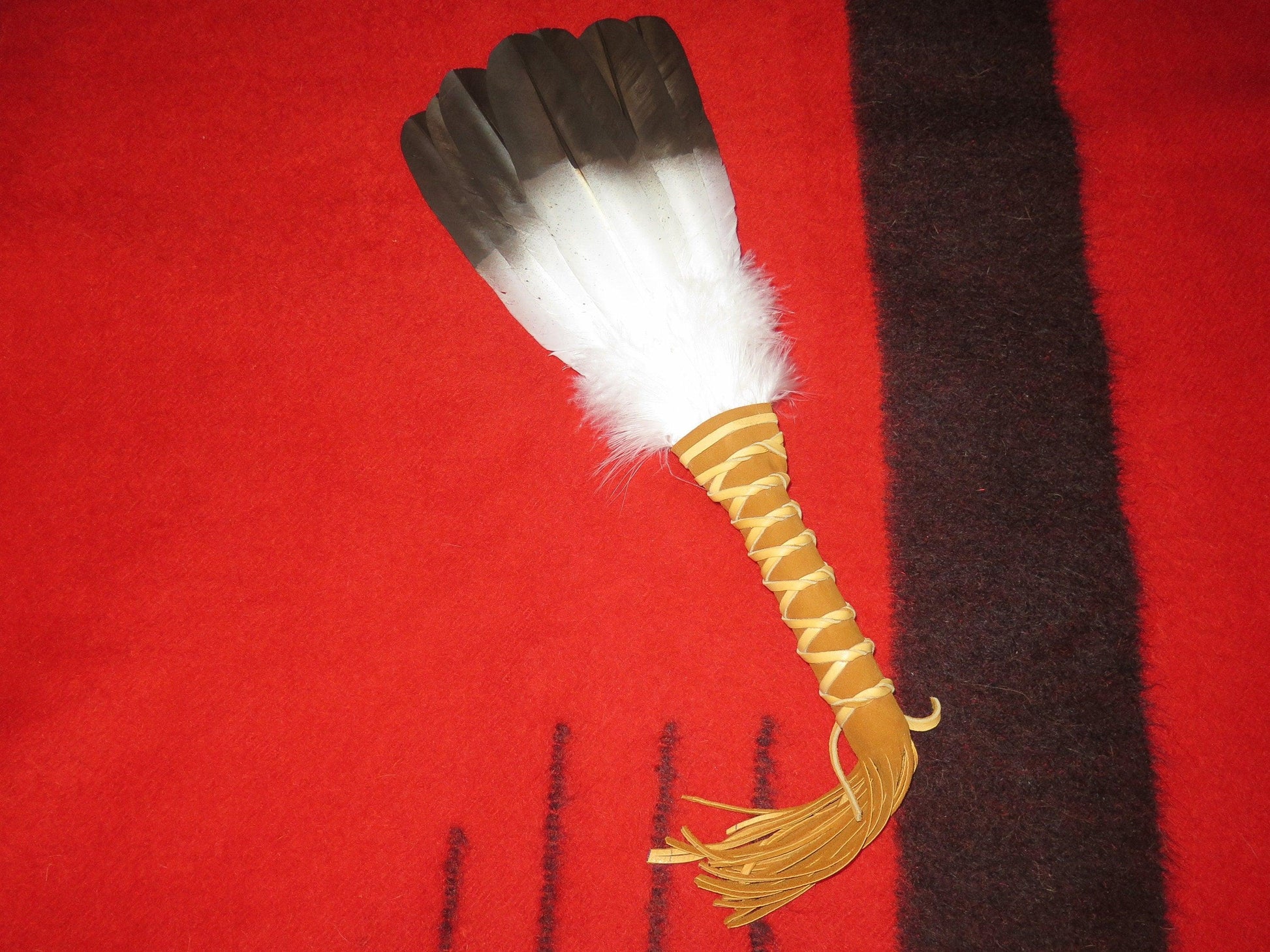 Native American Handmade 4-Feather Golden Eagle Medicine Fan | Smudge & Prayer Wand - Aki Trading Post