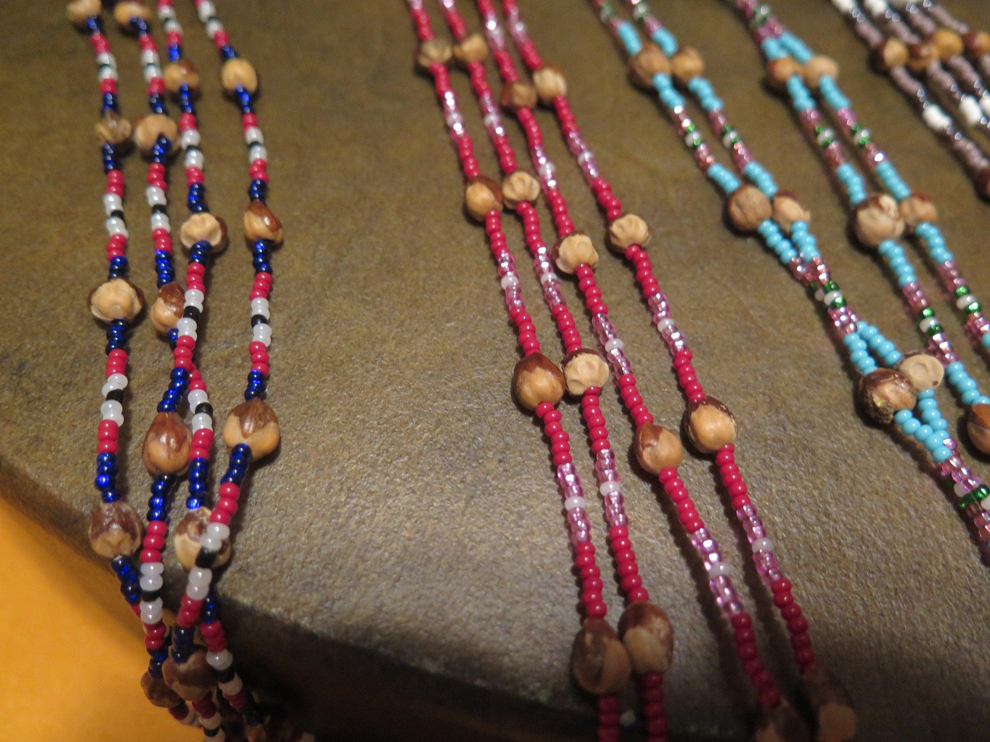 Native American Made Authentic Navajo Ghost Bead Necklace | Extra Large Double Strand – Mixed Colors Only - Aki Trading Post