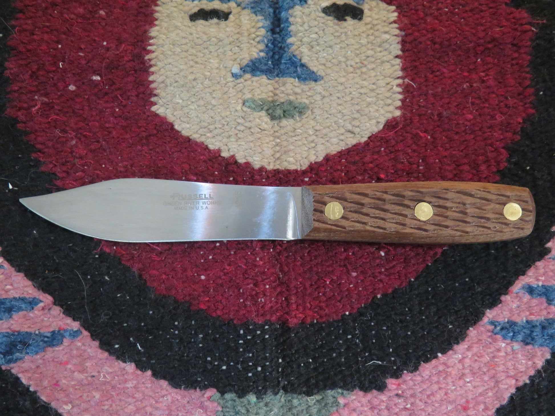 Original Genuine J. Russell & Co. Green River Knife | High Carbon Steel with Beechwood Handle & Hand-Tooled Leather Sheath - Aki Trading Post