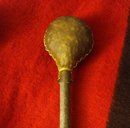 Native American Handmade Sacred Rawhide Rattle | Spiritual & Ceremonial Instrument - Aki Trading Post