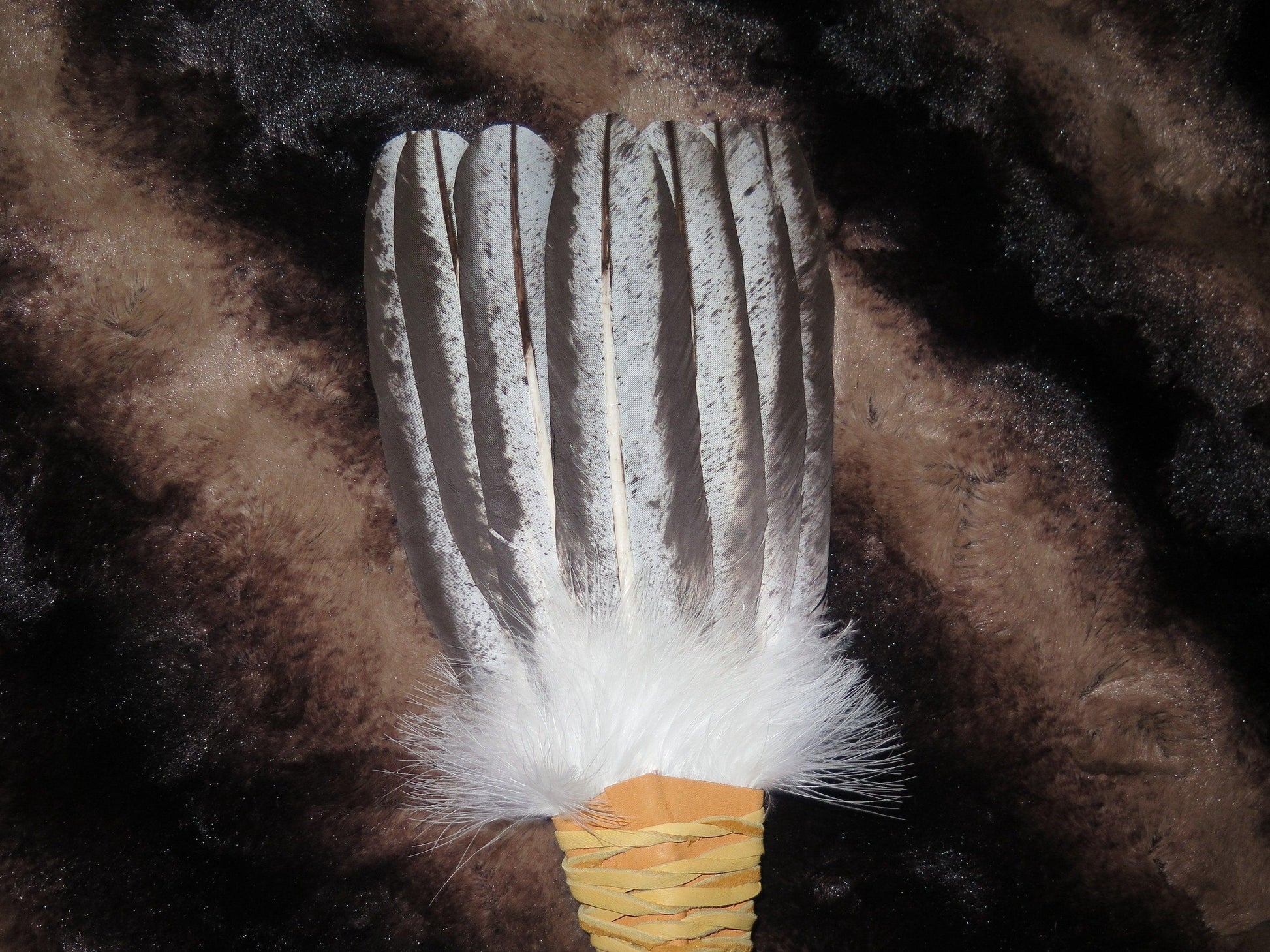 Native American Handmade 4-Feather Bald Eagle Replica Fan | Spiritual Medicine Smudge & Prayer Wand - Aki Trading Post