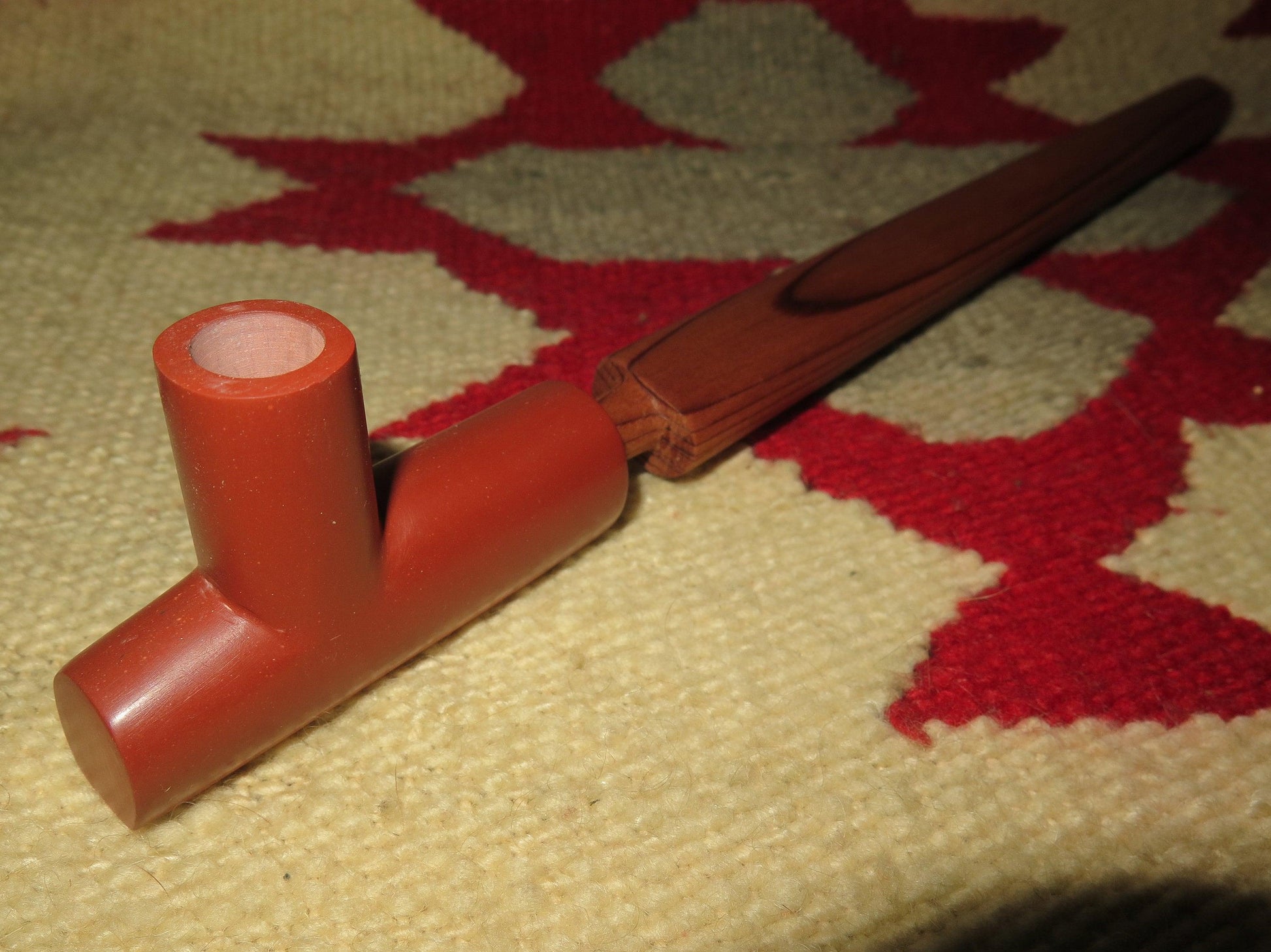 Native American Peace Pipe | Handcrafted Catlinite Plains Ceremonial Pipe with Hardwood Ash Stem - Aki Trading Post