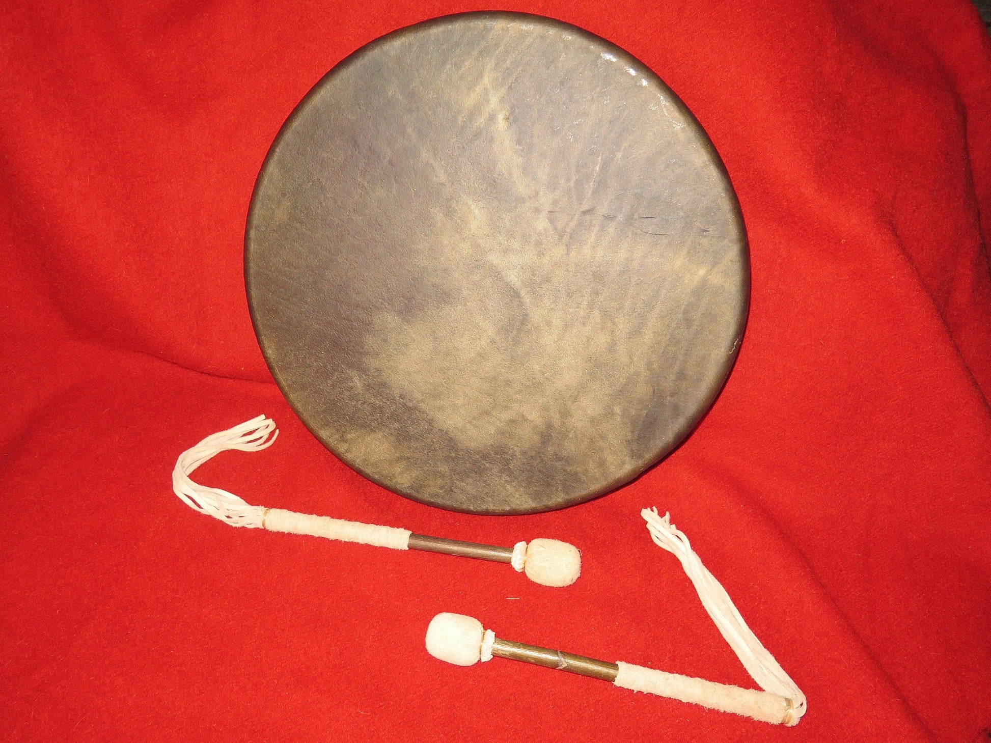 Native American Handmade 18” Elk or Buffalo Hide Drum | Sacred Shamanic & Ceremonial Drum - Aki Trading Post