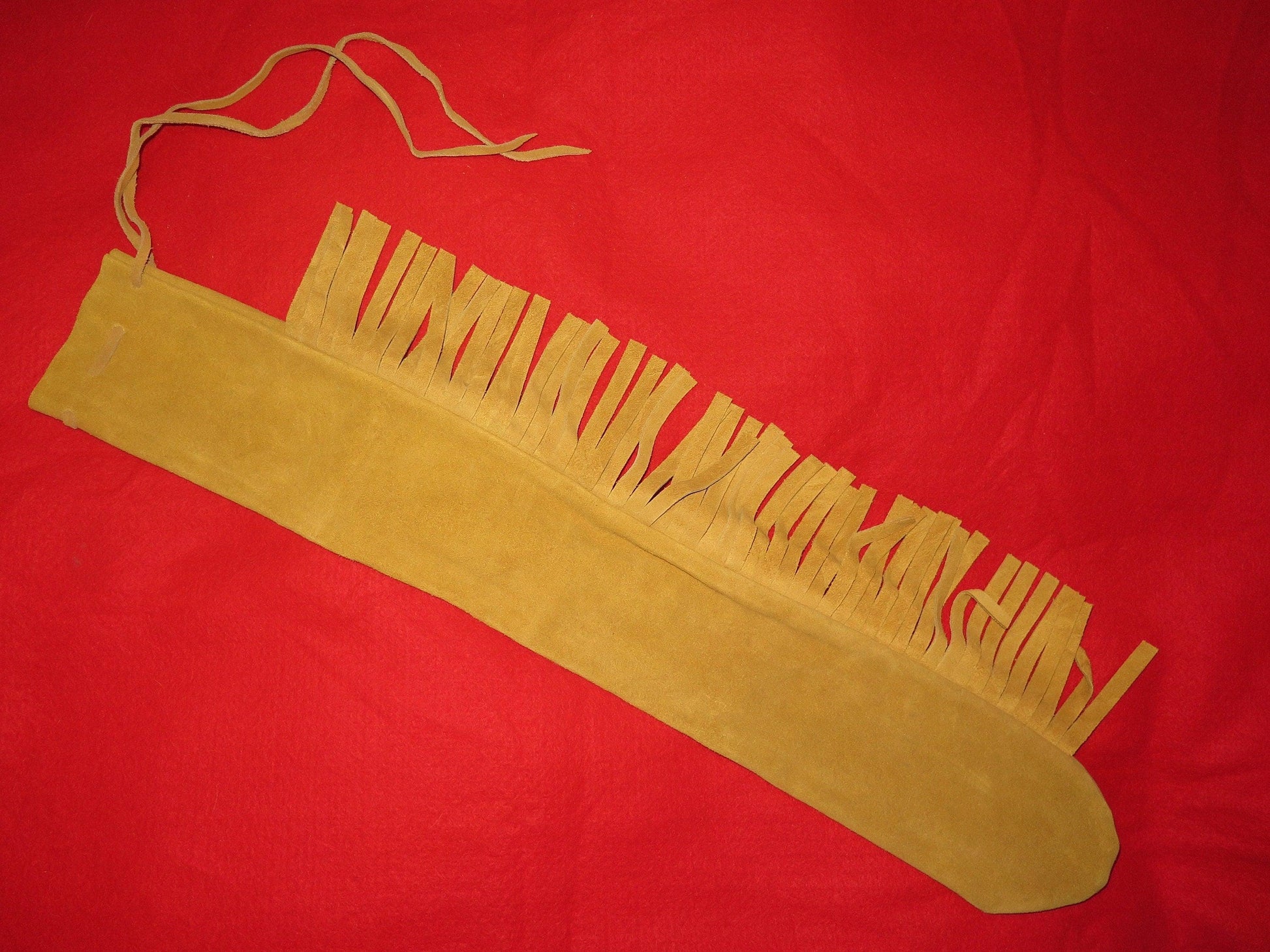 Native American Made Buckskin Style Flute Bag with Fringe | 24" Long - Aki Trading Post