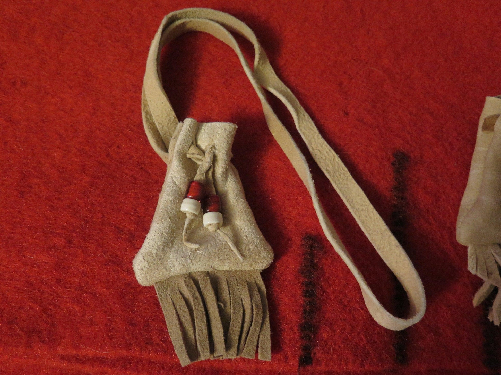 Native American Handmade Medicine Bag | Genuine Brain-Tanned Deer Hide with Vintage Trade Beads - Aki Trading Post