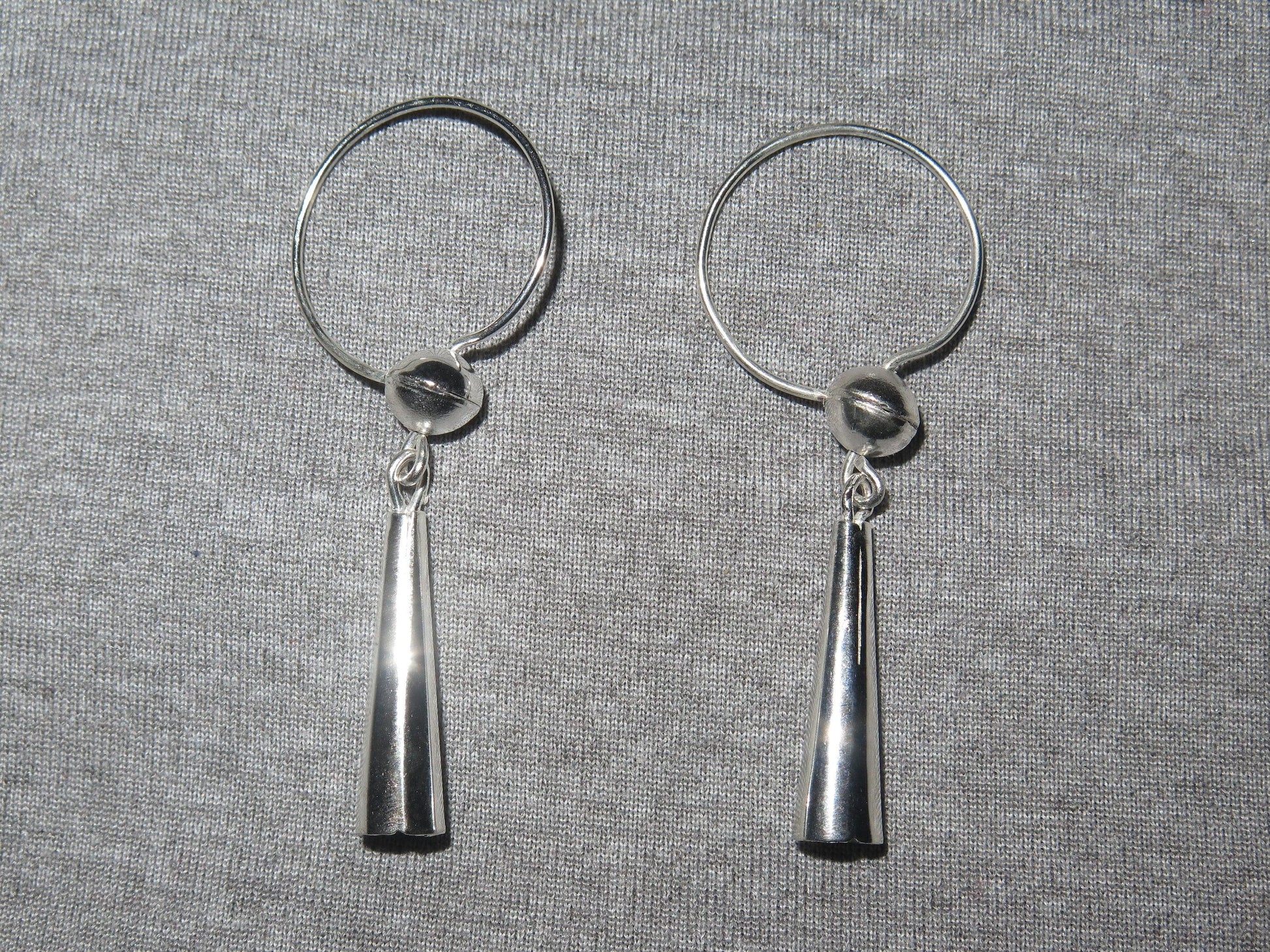 Native American Ball & Cone Earrings | Historically Accurate 1680s Fur Trade Jewelry in German Silver - Aki Trading Post