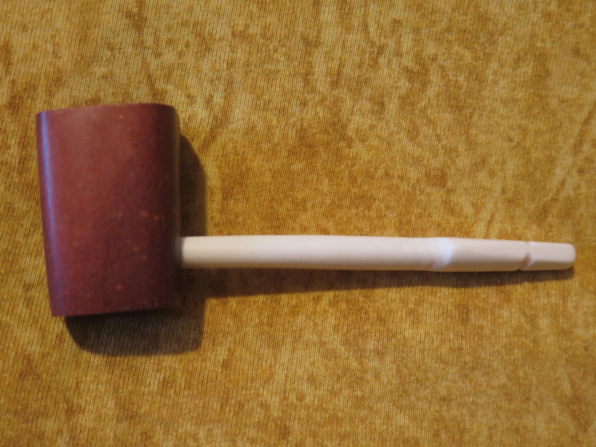 Native American Hand-Carved Trapper’s Pipe | Sacred Catlinite with Bone Stem - Aki Trading Post