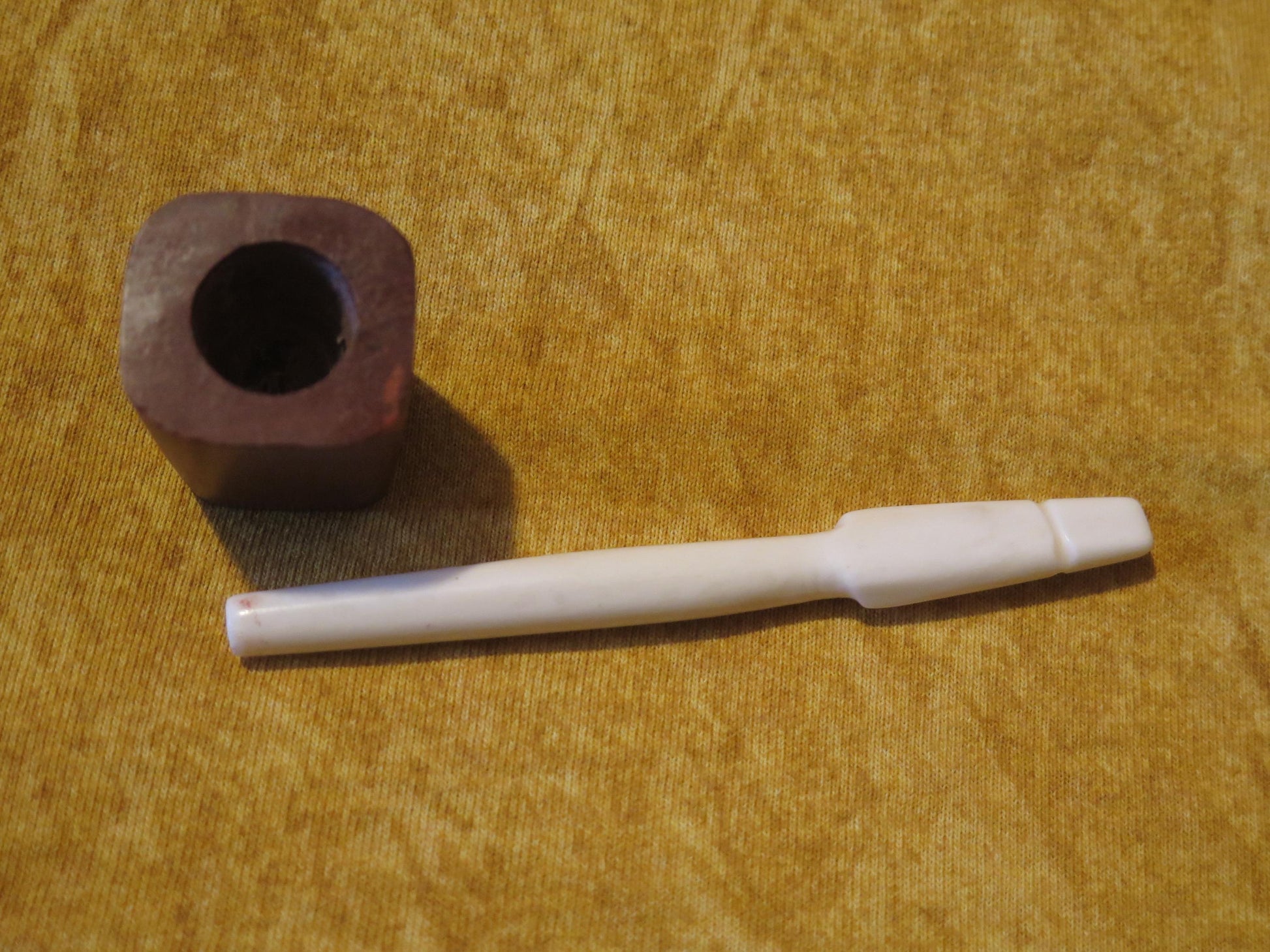 Native American Hand-Carved Trapper’s Pipe | Sacred Catlinite with Bone Stem - Aki Trading Post