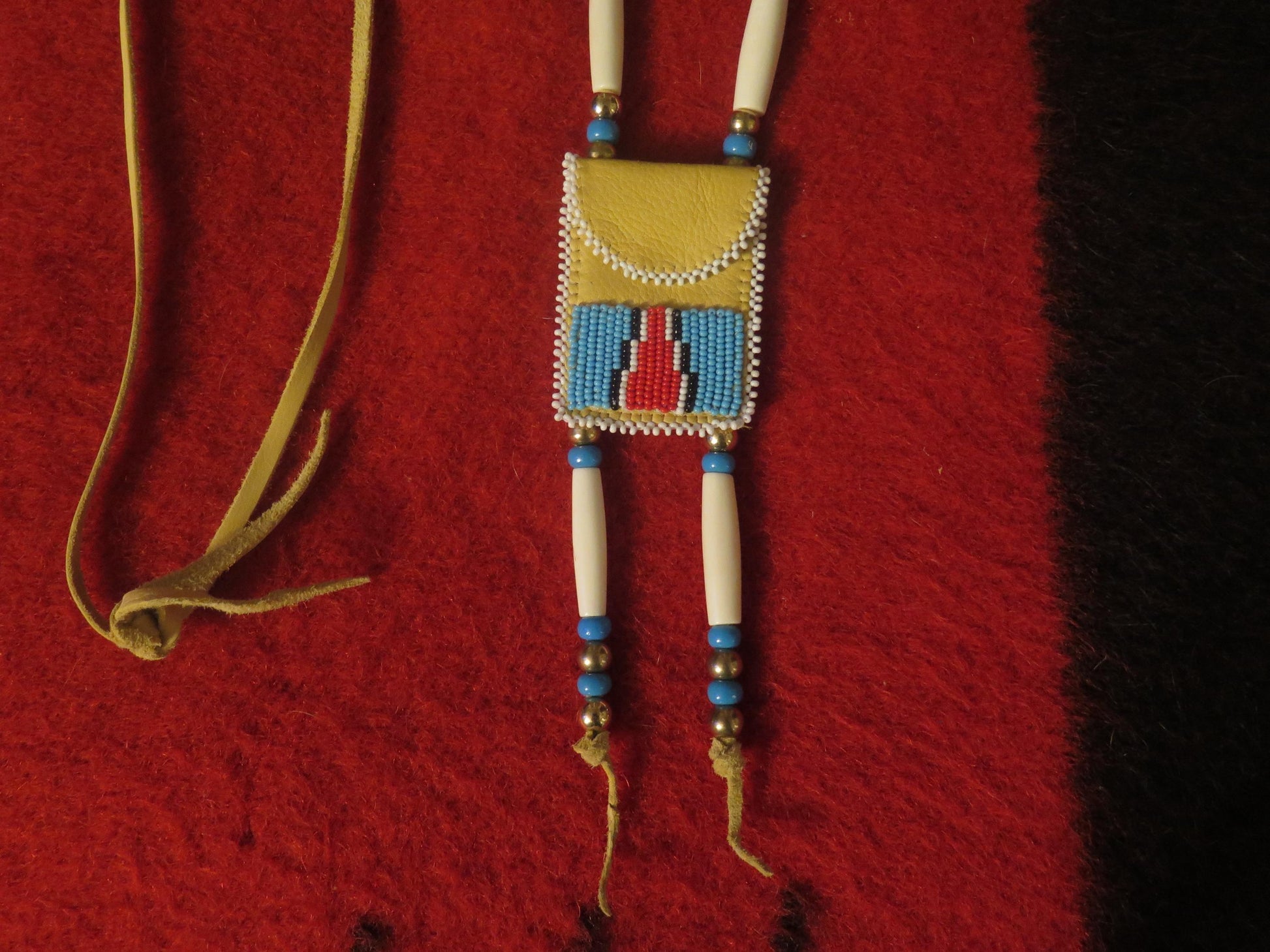 Native American Handmade Beaded Deer Leather Medicine Bag - Aki Trading Post