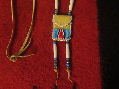 Native American Handmade Beaded Deer Leather Medicine Bag - Aki Trading Post