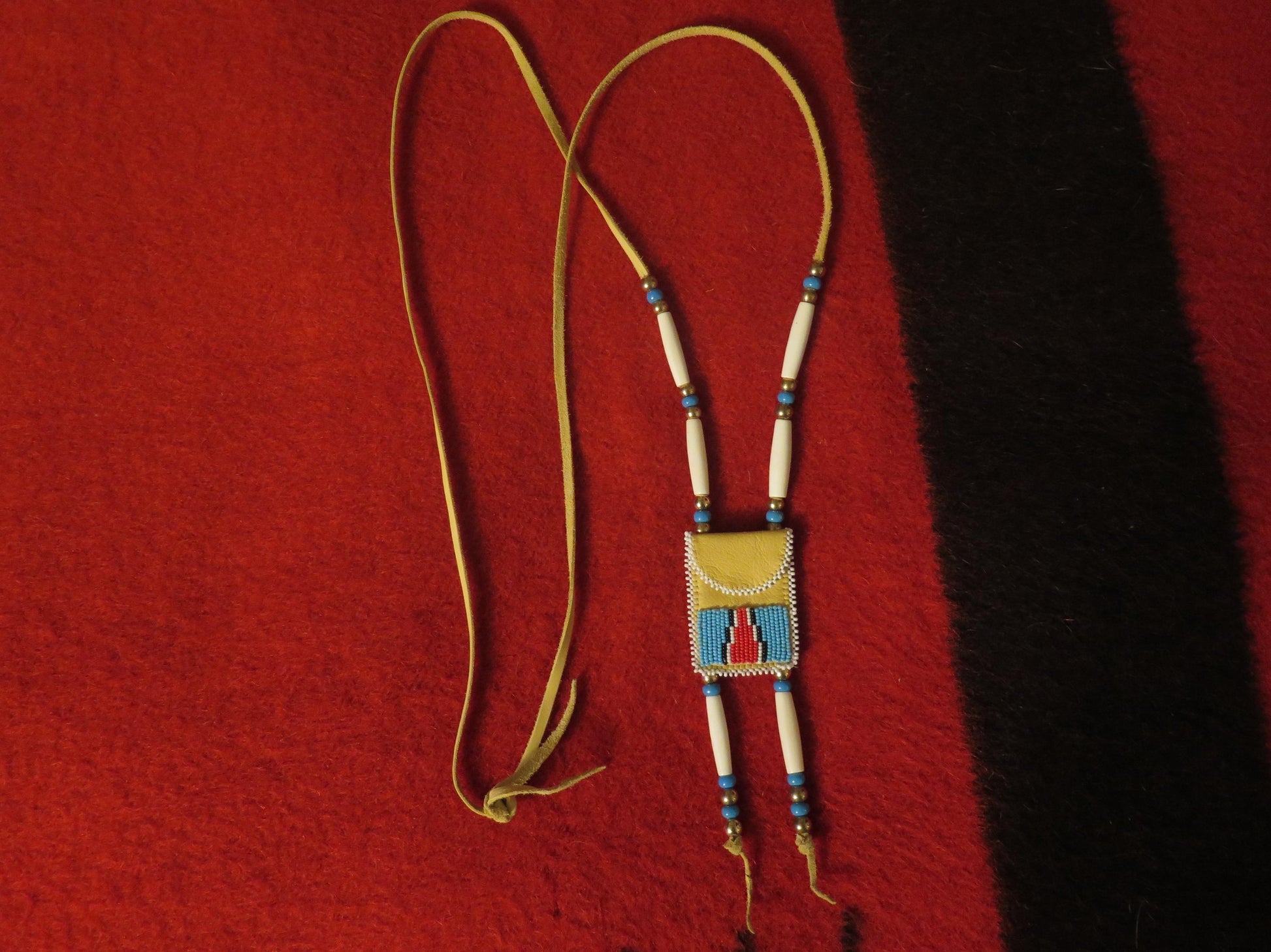 Native American Handmade Beaded Deer Leather Medicine Bag - Aki Trading Post